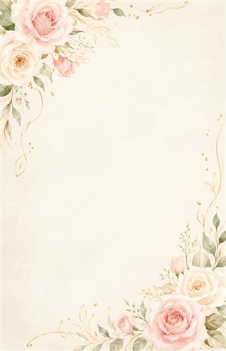 Blush Roses theme — watercolor blush and cream roses with gold accents